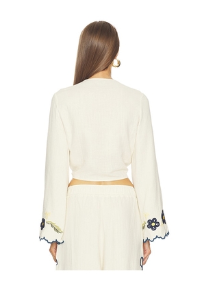 Agua Bendita Soleil Shirt in White. Size M. Also in L.