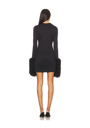 Aniye Records Nika Faux Fur V Dress in Black. Size S. Also in XS, M.