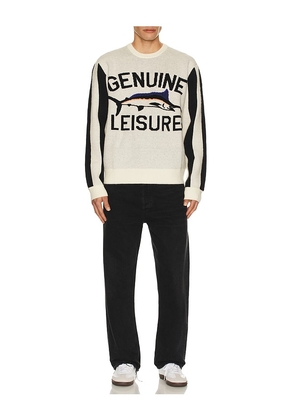 Duvin Design Leisure Sport Crew Knit Sweater in Cream. Size M. Also in S, L, XL/1X.