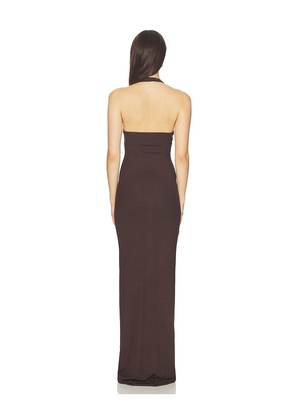 Eterne Halter Maxi Dress in Chocolate. Size M. Also in S.