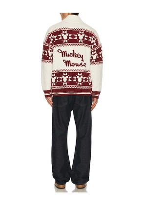 Barefoot Dreams Disney Mickey Fair Isle Zip Sweater in Cream. Size 3. Also in 4.
