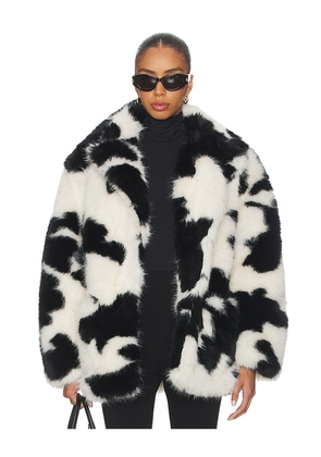 AFRM Livingston Faux Fur Jacket in Black,White. Size S/M. Also in XXS/XS, L/XL.