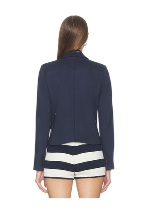 Central Park West Chelsea Rugby Stripe Sweater Dickey Jacket in Navy. Size M. Also in S, XS, L, XL.