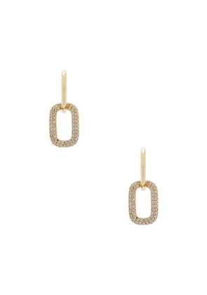 By Adina Eden Double Cz Row Link Drop Earring in Metallic Gold.