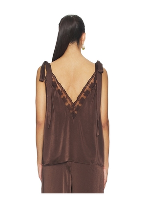 Bardot Aubrey Tie Strap Cami in Chocolate. Size 4. Also in 2, 6, 8, 10.