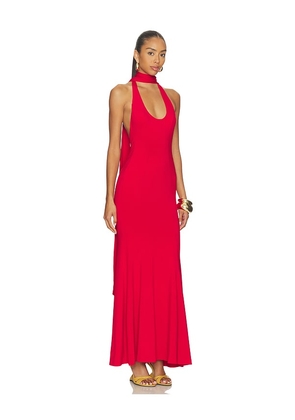 GUIZIO Scarf Open Neck Dress in Red. Size M. Also in S, XS, XL.