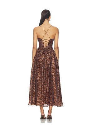 Bardot Estie Printed Maxi Dress in Brown. Size 10. Also in 4, 2.