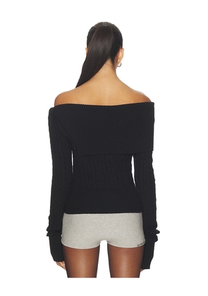 GUIZIO Draped Collar Knit Jumper in Black. Size M. Also in S, XS.