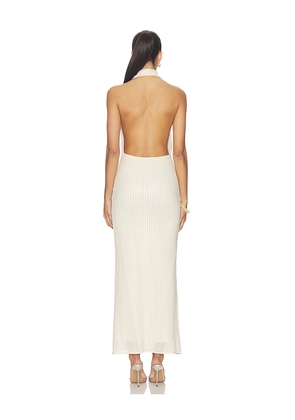 Bardot Nola Sequin Cowl Maxi Dress in Ivory. Size 10. Also in 4, 8.