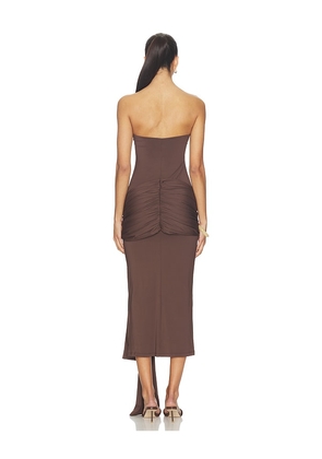 Bardot Laverne Strapless Midi Dress in Chocolate. Size 10. Also in 4, 2, 6, 8, 12.