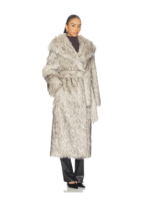 The Andamane Winter Maxi Faux Fur Coat in White,Black. Size 38/XS. Also in 40/S, 42/M.