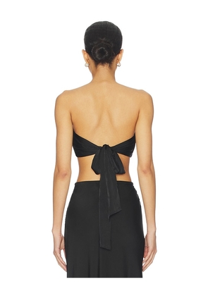 Bardot Dylan Satin Bandeau Top in Black. Size 10. Also in 4, 2, 6, 8, 12.