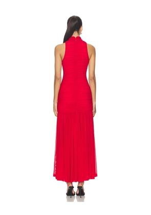 Bardot Orlana Mesh Maxi Dress in Red. Size 10. Also in 4, 2, 6, 8.