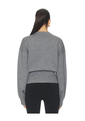 EAVES Carlie Double Faced Blouson Crewneck in Grey. Size M. Also in XXS, XS, S, L, XL.