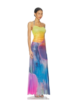 AFRM Lana Dress in Blue, Yellow. Size L. Also in XXS, M.