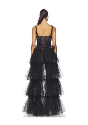 AKNVAS x REVOLVE Alfhild Bustier Tiered Gown in Black. Size 0. Also in 12.