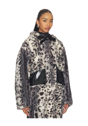 AKNVAS Hesse Faux Fur Leopard Jacket in Black. Size M. Also in XS, L, XL.