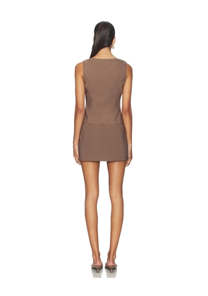 ALL THE WAYS Breeta Mini Skirt Set in Brown. Size M. Also in XS, S.