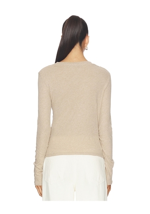 Enza Costa Jersey Long Sleeve Crew Top in Beige. Size S. Also in M.