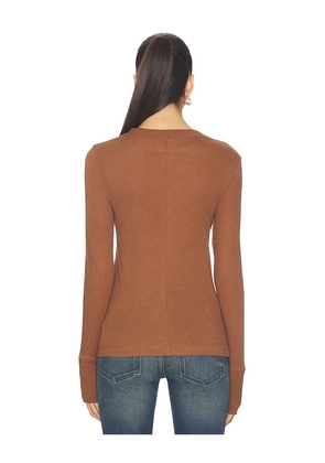 Enza Costa Cashmere Easy Cuffed Crew Top in Brown. Size S. Also in XS.