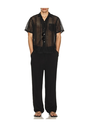 Bather Gonzo Lace Camp Shirt in Black. Size M. Also in S, L.