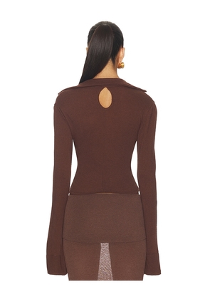 Di Petsa La Davina Knit Long Sleeve Top in Brown. Size M. Also in XS, L.