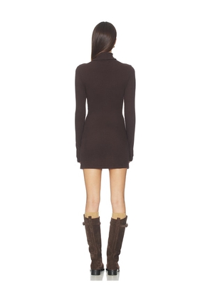 Enza Costa Knit Turtleneck Tunic Dress in Brown. Size M. Also in XS, S, L, XL.