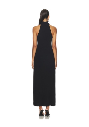 Enza Costa Knit Halter Turtleneck Fluid Dress in Black. Size M. Also in S, XS.