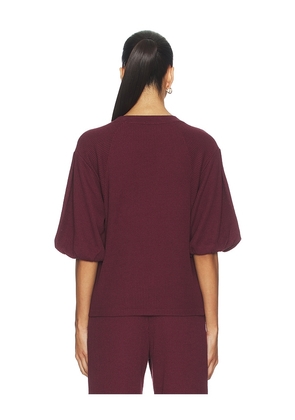 Bobi Bubble Sleeve Pullover in Burgundy. Size L. Also in XS, S, M.