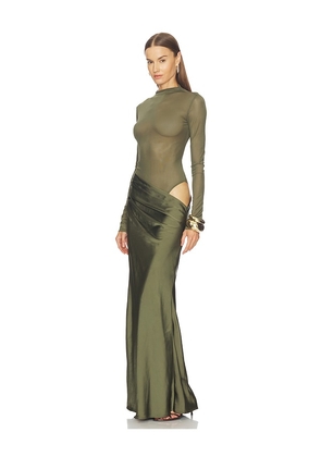 Camila Coelho Elarina Maxi Dress in Olive. Size M. Also in L, XL.
