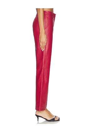 AEXAE Leather Straight Leg Pant in Red. Size XS. Also in S.
