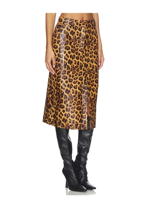 AEXAE Leather Maxi Skirt in Brown. Size M. Also in L, S, XS.