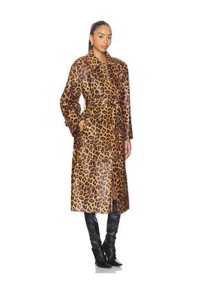 AEXAE Leather Padded Coat in Cognac. Size S. Also in XS, M.