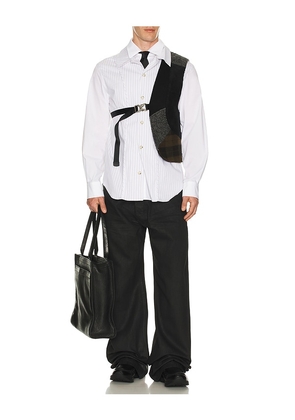 Andersson Bell Open Collar Layered Shirt in White. Size XL/1X. Also in L.