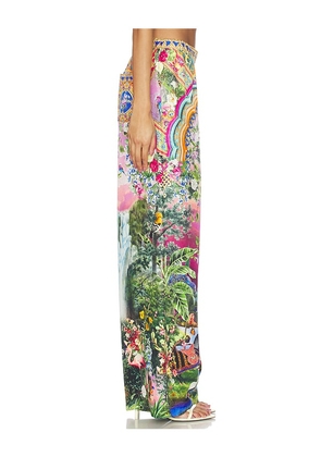 Camilla Button Front Lounge Pant in Green,Pink. Size M. Also in XS, S, L.