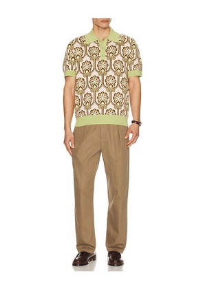 DrÃ´le De Monsieur Dr&ocirc;le De Monsieur Polo Maille Tapisserie Florale in Green. Size M. Also in S, L, XL/1X.