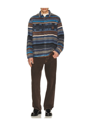Brixton Bowery Arctic Stretch Fleece Shirt in Slate,Brown. Size M. Also in L, S, XL/1X.