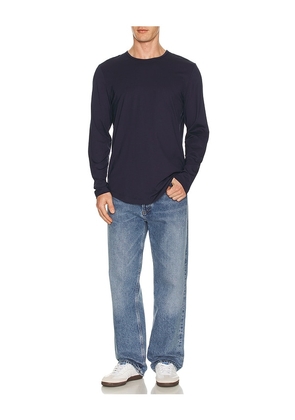 Cuts Ao Long Sleeve Curve Hem Tee in Blue. Size M. Also in S, XL/1X, XXL/2X.