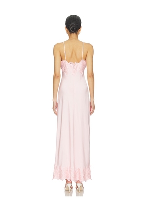 Bardot Alerie Lace Satin Maxi Dress in Pink. Size 10. Also in 2, 4, 6, 8.
