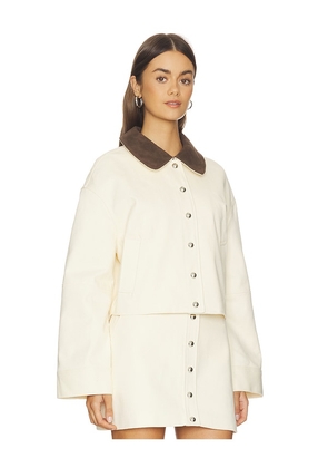 Apparis Ella Canvas Cropped Jacket in Ivory. Size L. Also in S, XS.