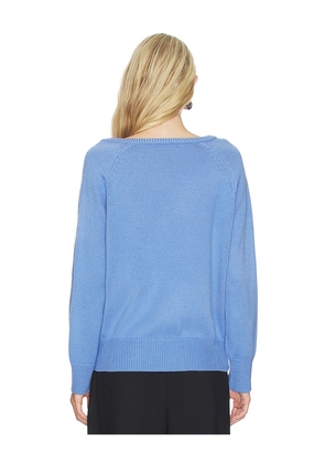 Elodie the Label Soren V Neck Sweater in Blue. Size M. Also in S, L.
