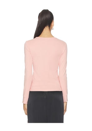DONNI. The Baby Rib Scallop Long Sleeve in Pink. Size S. Also in XS.