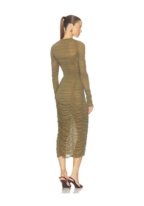 Camila Coelho Nayeli Midi Dress in Olive. Size M. Also in S, XXS, XS, L.