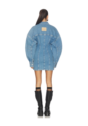 THE ATTICO Denim Shirt Mini Dress in Blue. Size 38. Also in 42.