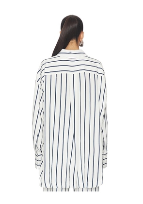THE ATTICO Striped Button Down Shirt in White,Blue. Size 36. Also in 40, 42.