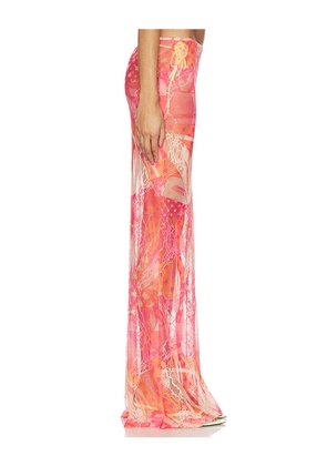 Donde Esteban Toronja Salpicon Lace Long Skirt in Orange. Size M. Also in L.