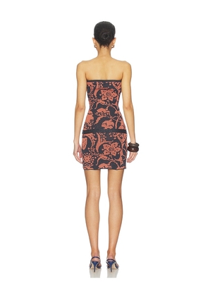 ASTA RESORT Gisele Mini Dress in Burnt Orange,Black. Size M. Also in XS, S, L, XL.