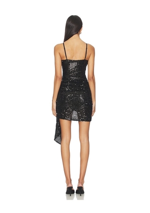 AREA Wrapped Sequin Mini Dress in Black. Size S. Also in L.