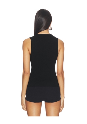 EAVES x Jasmine Tookes Susen Rib Knit V-neck Top in Black. Size L. Also in XS, XXS, S, M, XL.