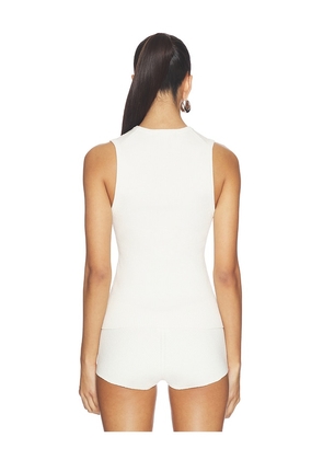 EAVES x Jasmine Tookes Susen Rib Knit V-neck Top in Ivory. Size L. Also in XL.
